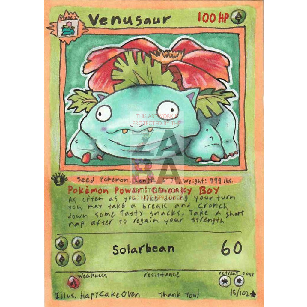 Derpy Venusaur 15/102 Base Set Custom Pokemon Card - ZabaTV