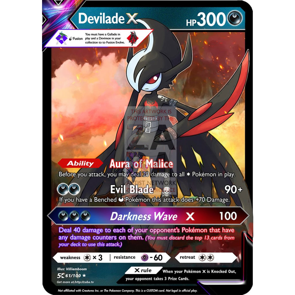 Devilade X (Devimon X Gallade) Custom Pokemon Card