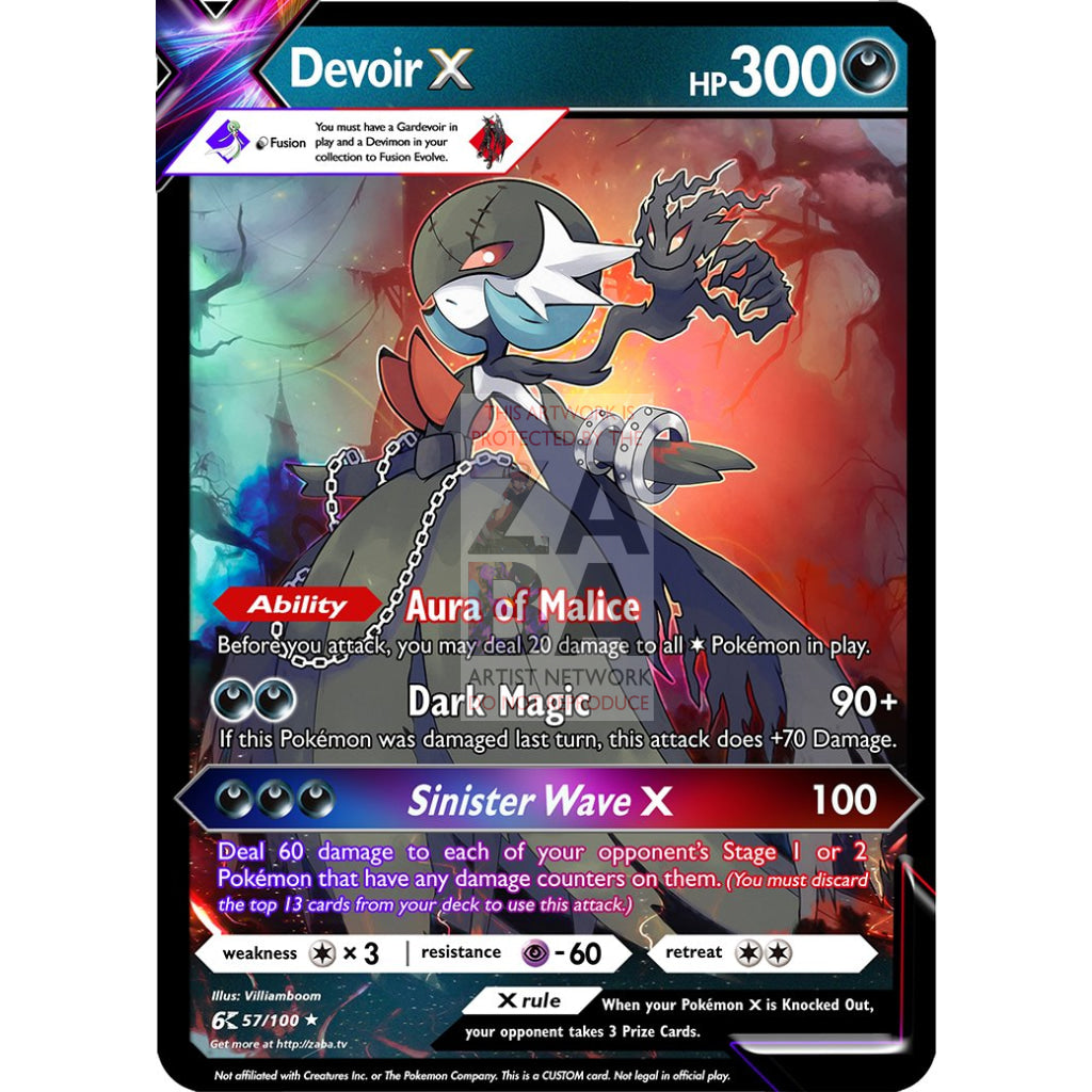 Devoir X (Devimon x Gardevoir) Custom Pokemon Card - ZabaTV