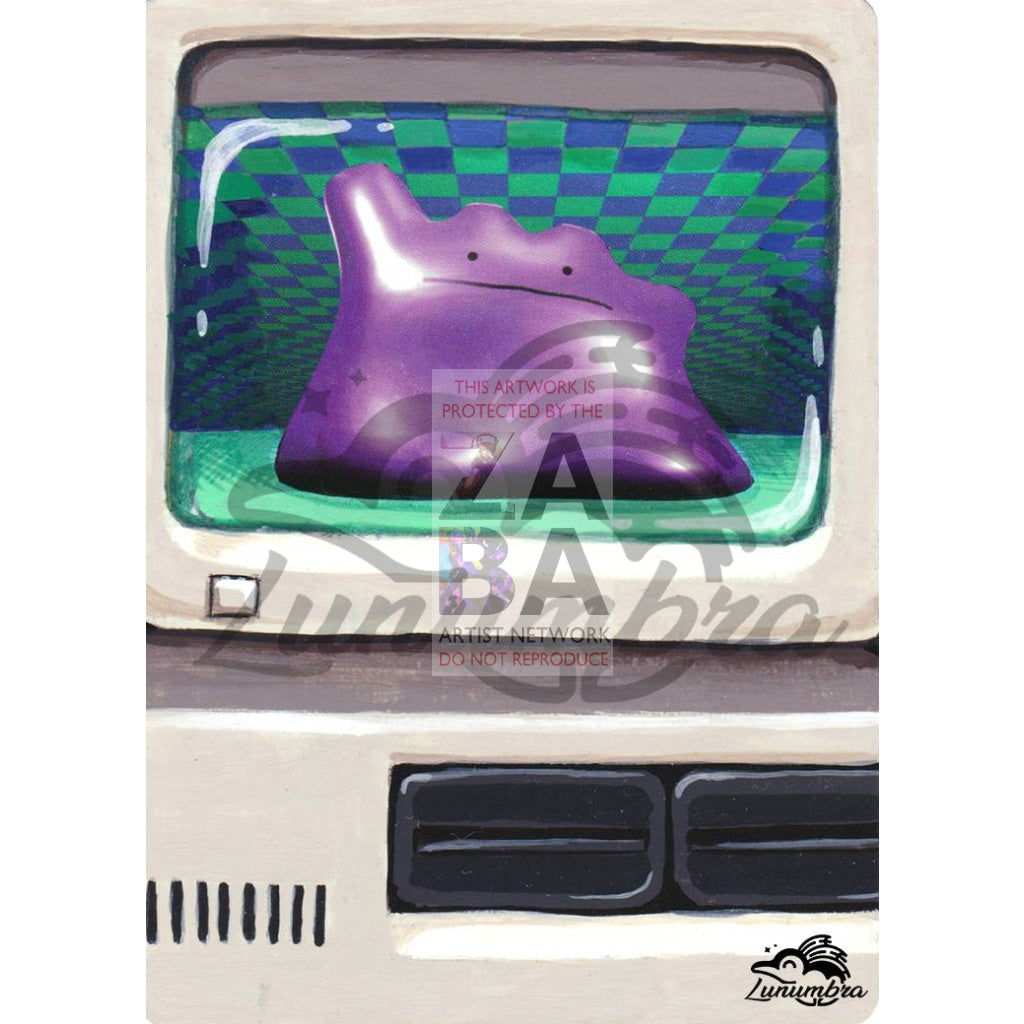 Ditto 3/62 Fossil Extended Art Custom Pokemon Card Textless Silver Holographic