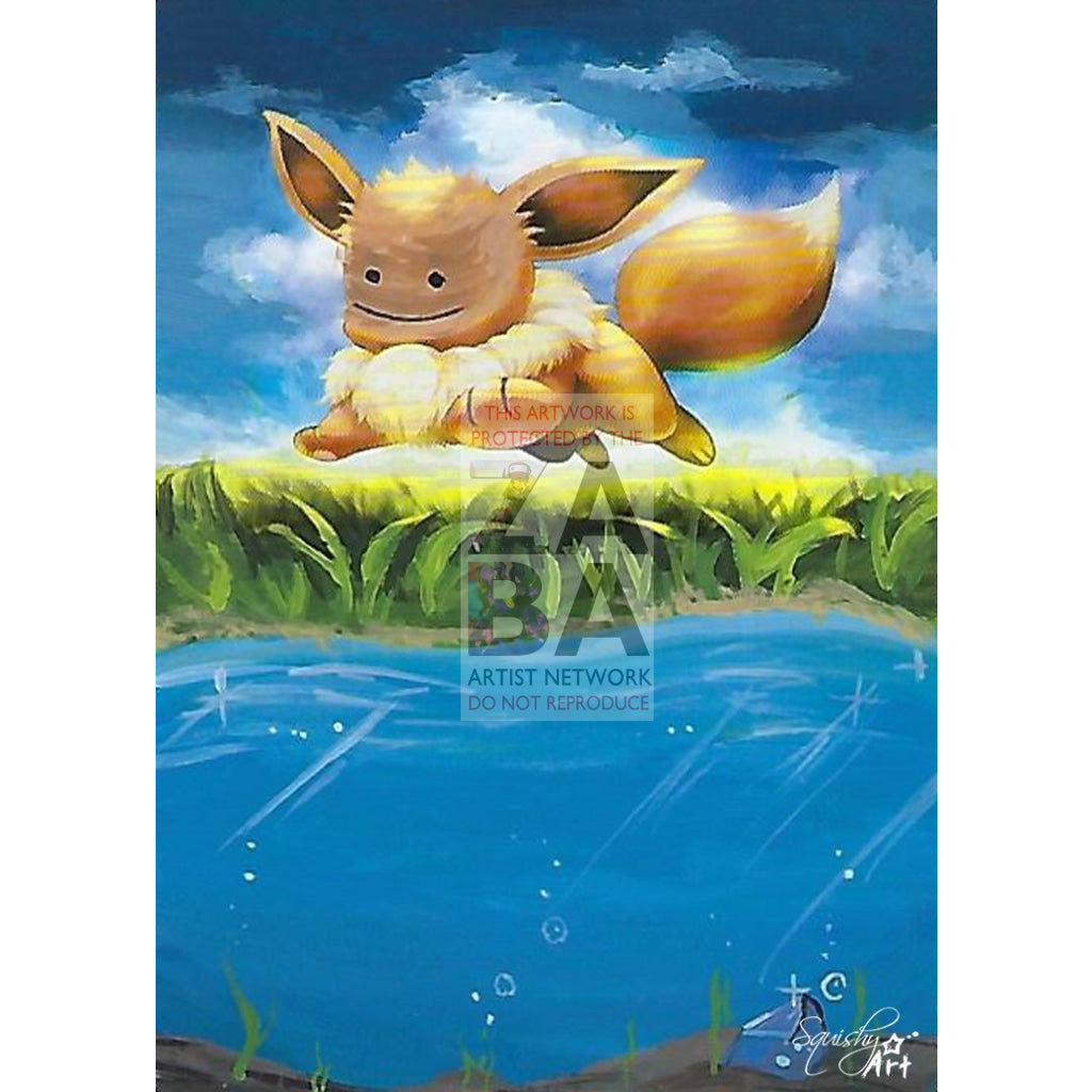 Ditto Eevee 80/111 Furious Fists Extended Art Custom Pokemon Card Textless Silver Holographic