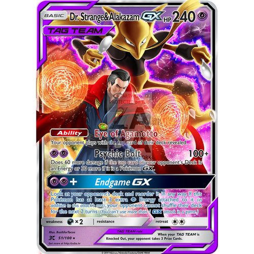 Dr. Strange & Alakazam Gx Custom Pokemon Card