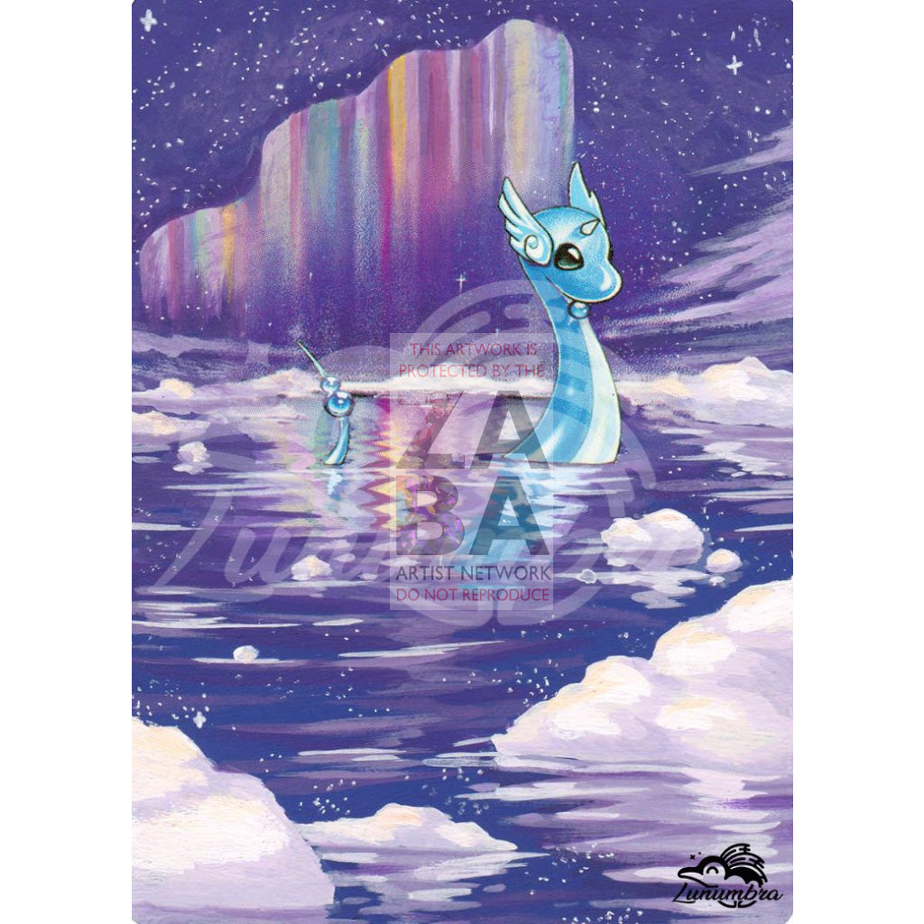 Dragonair 18/102 Base Extended Art Custom Pokemon Card Textless Silver Holographic