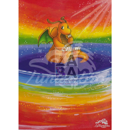 Dragonite 19/62 Fossil Extended Art Custom Pokemon Card Textless Silver Holographic