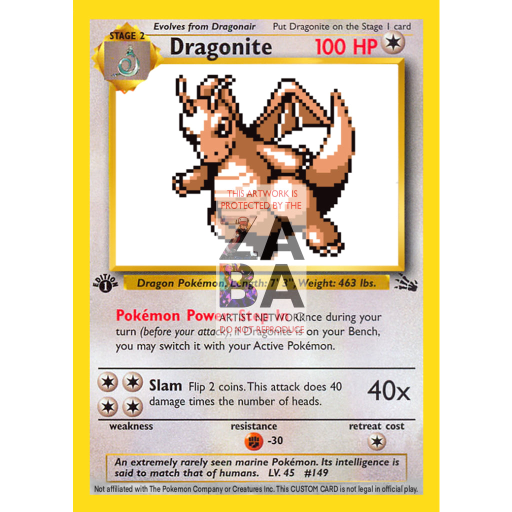 Dragonite Game Sprite Custom Pokemon Card - ZabaTV