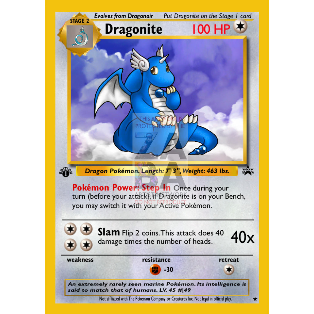 Dragonite Reimagined 4/62 Fossil Set Extended Art Custom Pokemon Card
