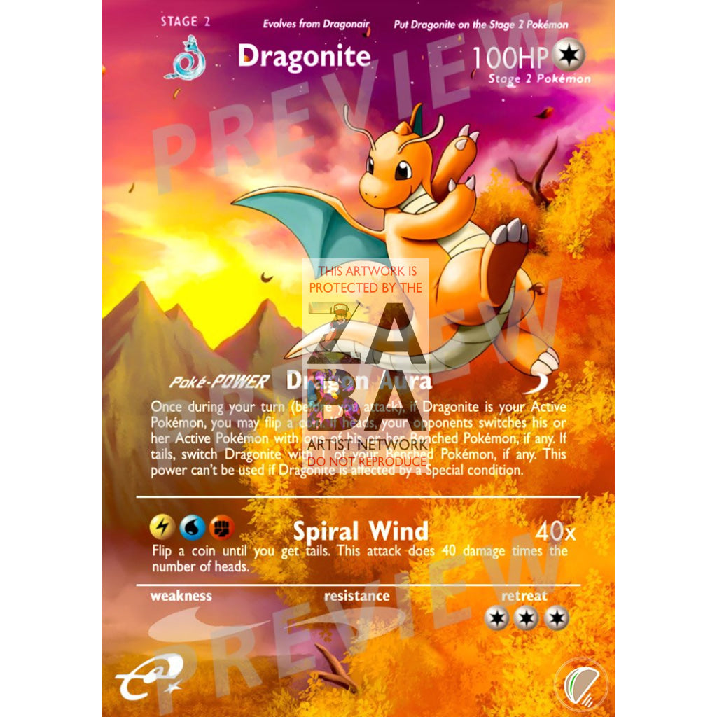 Dragonite T-Promo 18 Extended Art Custom Pokemon Card - ZabaTV