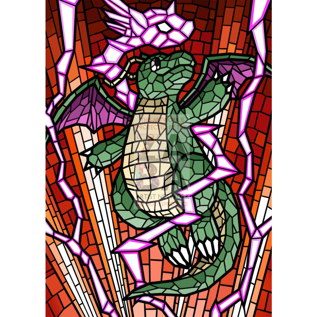 Dragonite V (Stained-Glass) Custom Pokemon Card - ZabaTV
