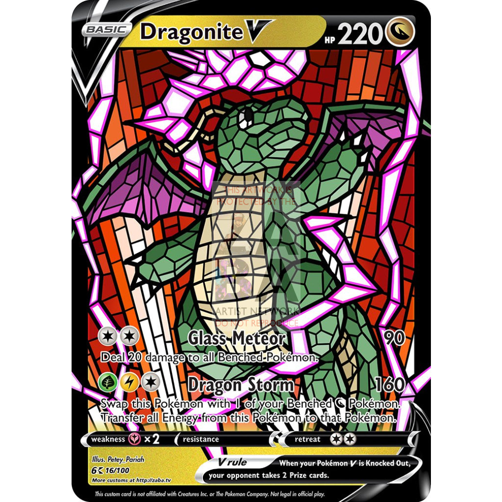 Dragonite V (Stained-Glass) Custom Pokemon Card - ZabaTV