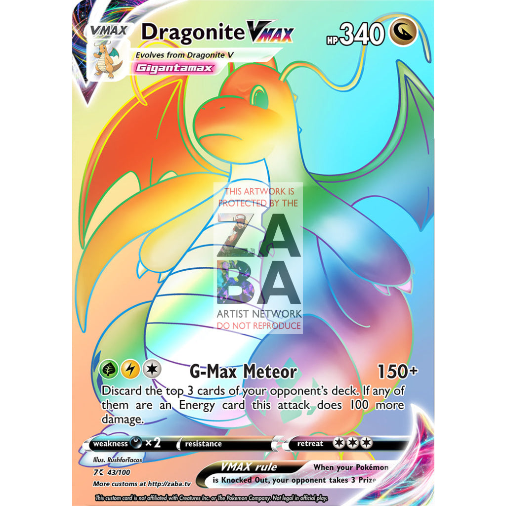 Dragonite VMax (Dynamax) Custom Pokemon Card - ZabaTV