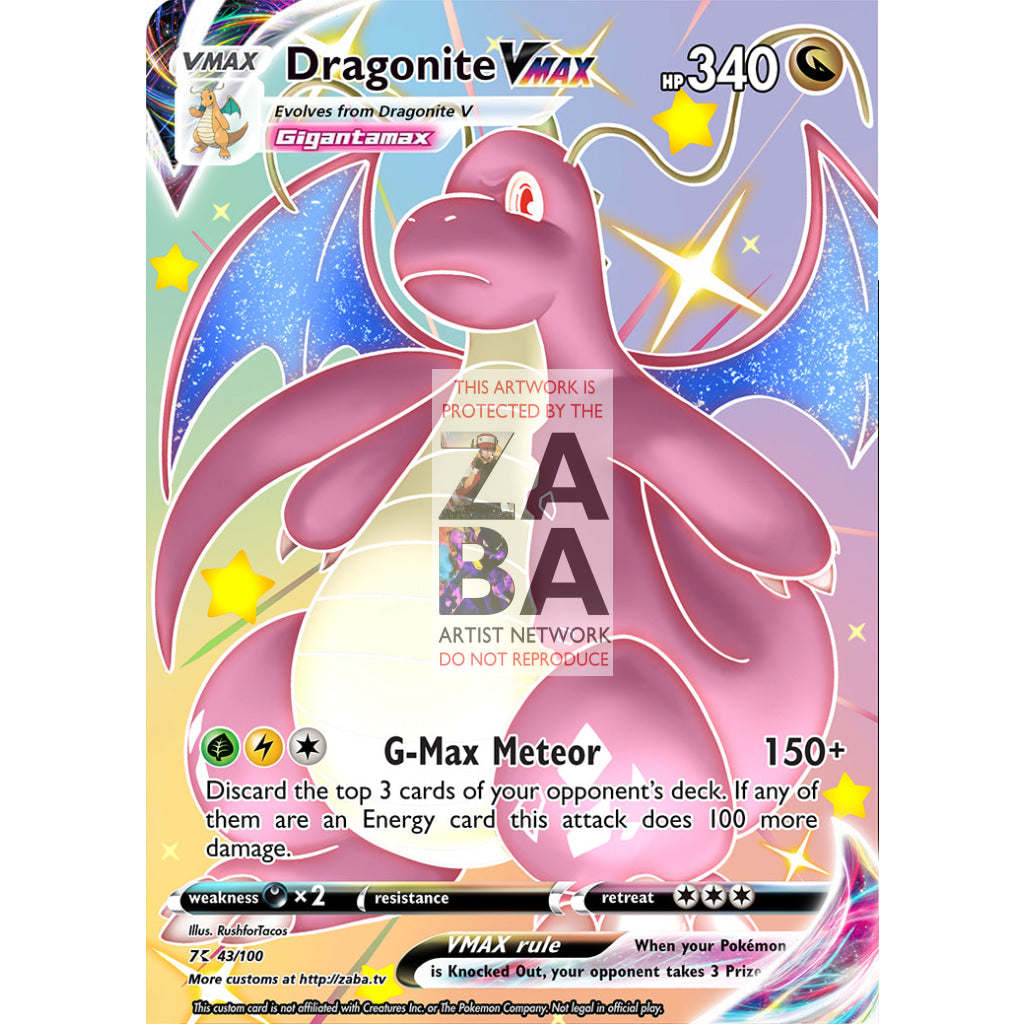 Dragonite VMax (Dynamax) Custom Pokemon Card - ZabaTV