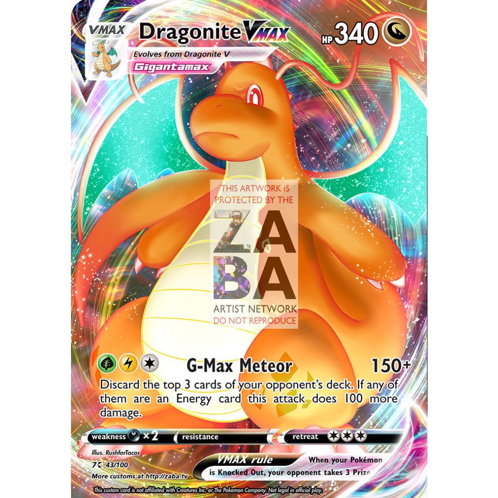 Dragonite VMax (Dynamax) Custom Pokemon Card - ZabaTV