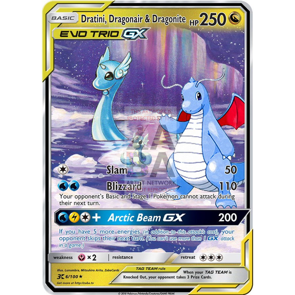 Dratini, Dragonair & Dragonite EVO TAG TEAM Custom Pokemon Card - ZabaTV