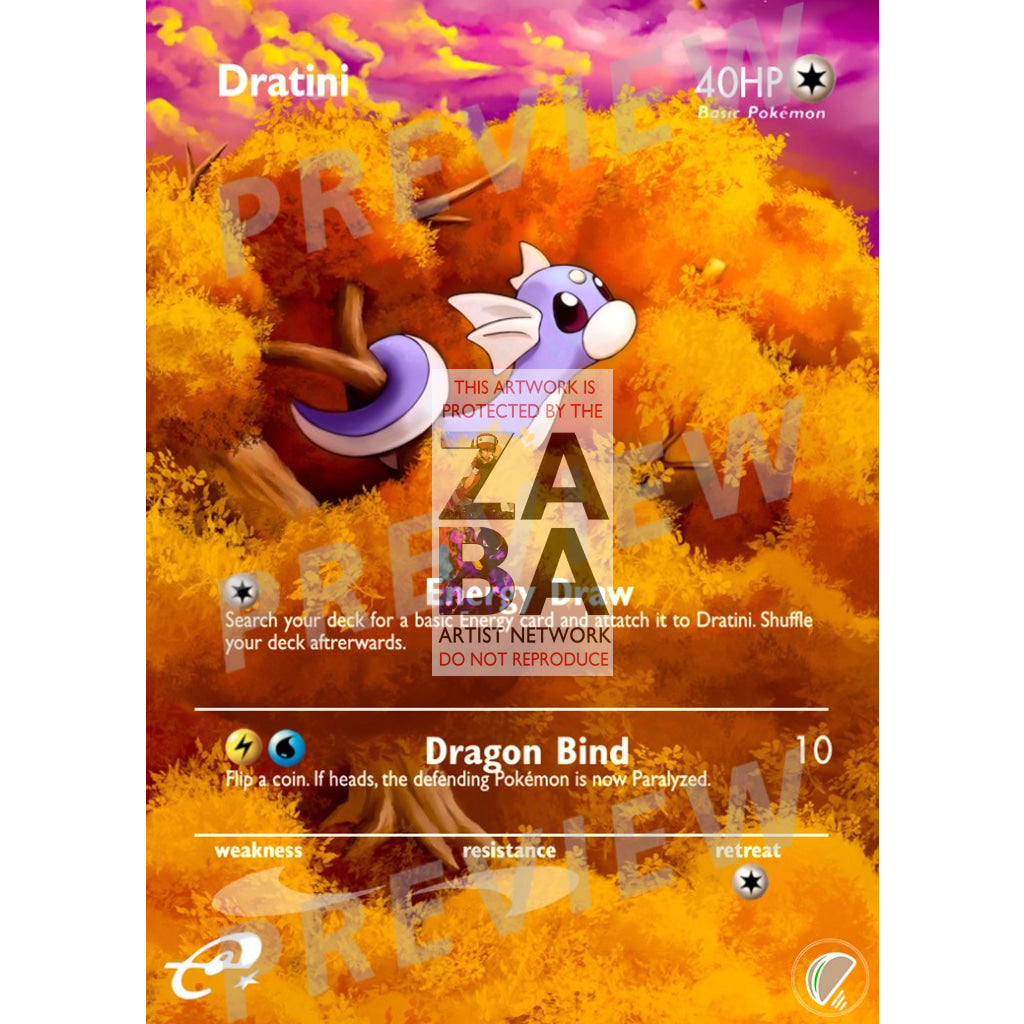 Dratini T-Promo 16 Extended Art Custom Pokemon Card - ZabaTV