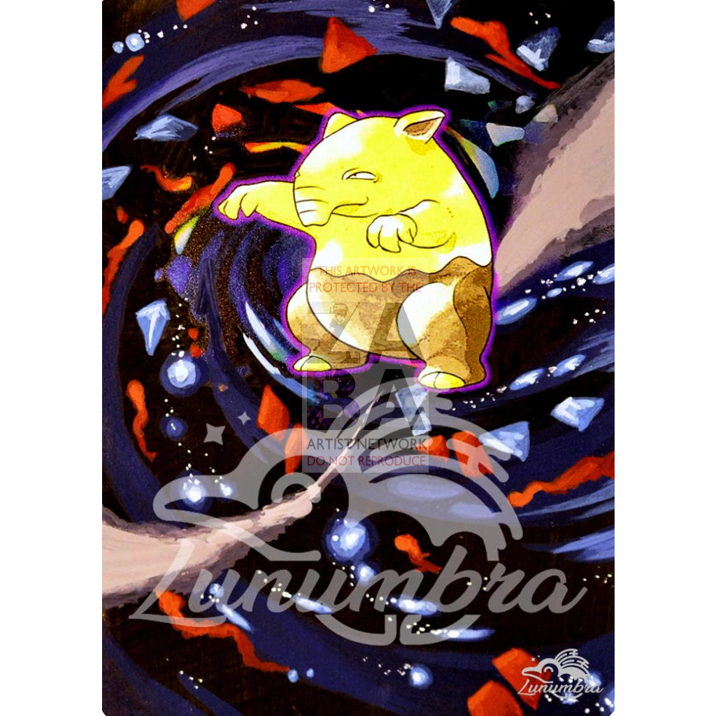 Drowzee 49/102 Base Set Extended Art Custom Pokemon Card Textless Silver Holographic