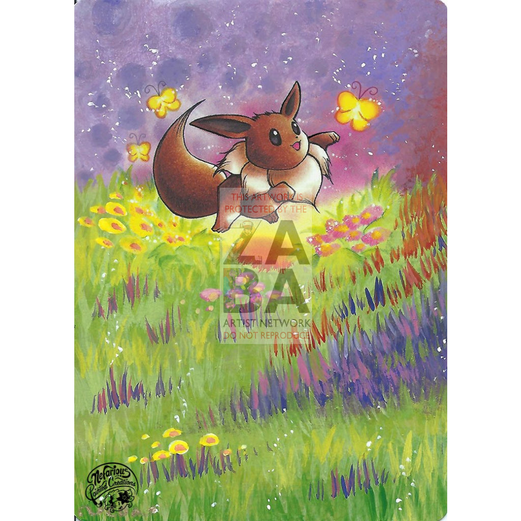 Eevee 51/64 Jungle Extended Art Custom Pokemon Card Silver Holo