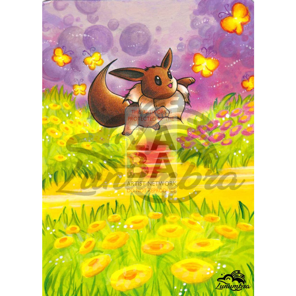 Eevee 51/64 Jungle Set Extended Art Custom Pokemon Card Textless Silver Holographic