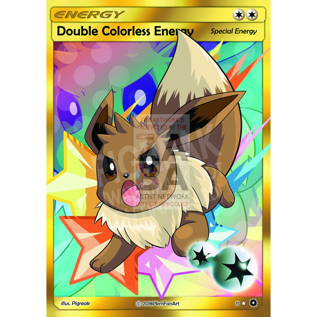 Eevee Double Colorless Energy Pigreak Custom Pokemon Card