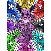 Eevee V Stained-Glass (Textless) Custom Pokemon Card Espeon Colored / Silver Foil
