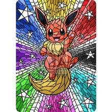 Eevee V Stained-Glass (Textless) Custom Pokemon Card Flareon Colored / Silver Foil