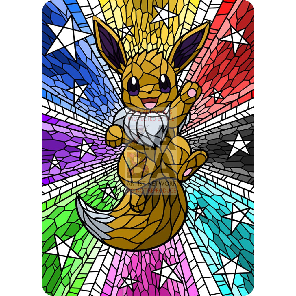 Eevee V Stained-Glass (Textless) Custom Pokemon Card Jolteon Colored / Silver Foil