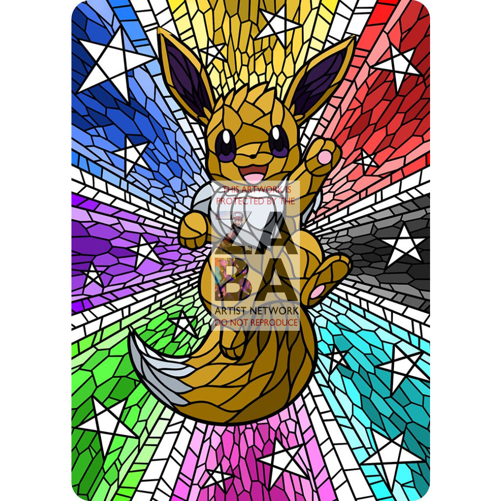 Eevee V Stained-Glass (Textless) Custom Pokemon Card - ZabaTV