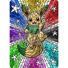 Eevee V Stained-Glass (Textless) Custom Pokemon Card Leafeon Colored / Silver Foil