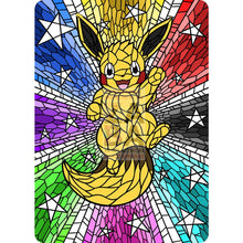 Eevee V Stained-Glass (Textless) Custom Pokemon Card Pikachu Colored / Silver Foil