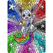 Eevee V Stained-Glass (Textless) Custom Pokemon Card Rainbow / Silver Foil