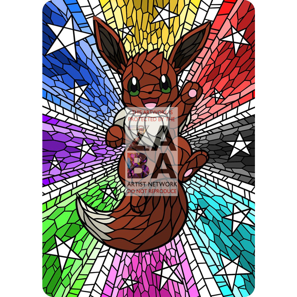 Eevee V Stained-Glass (Textless) Custom Pokemon Card - ZabaTV