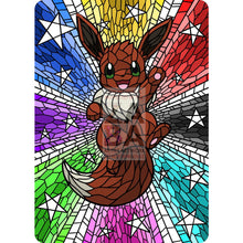 Eevee V Stained-Glass (Textless) Custom Pokemon Card Shining Red / Silver Foil