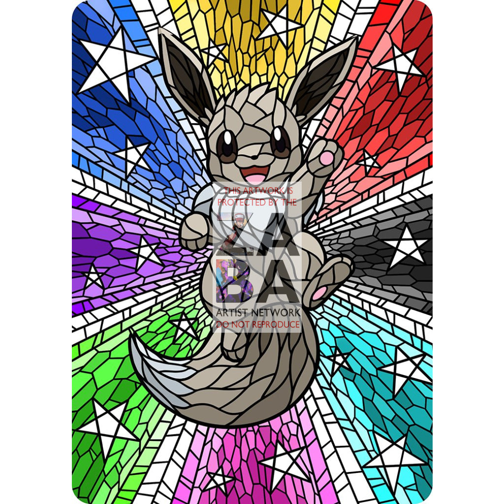 Eevee V Stained-Glass (Textless) Custom Pokemon Card - ZabaTV