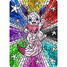 Eevee V Stained-Glass (Textless) Custom Pokemon Card Sylveon Colored / Silver Foil