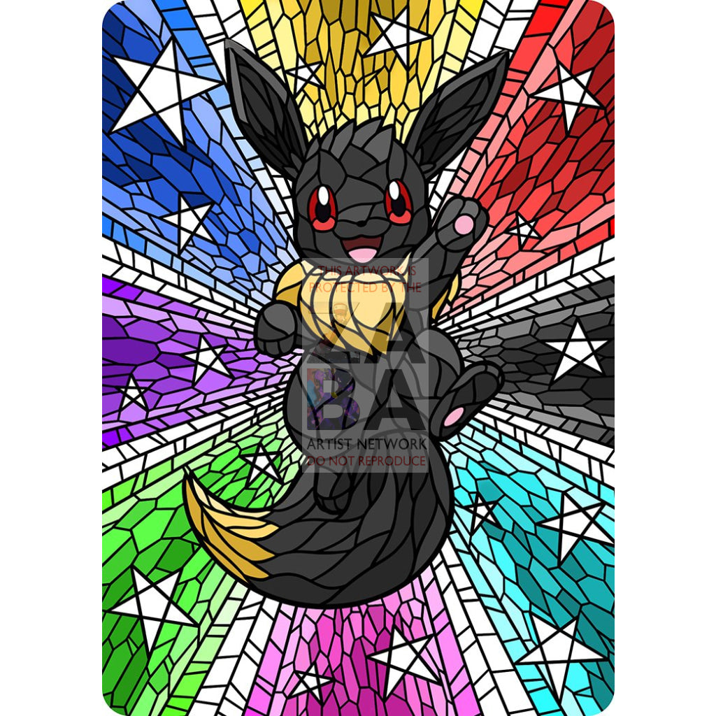 Eevee V Stained-Glass (Textless) Custom Pokemon Card Umbreon Colored / Silver Foil