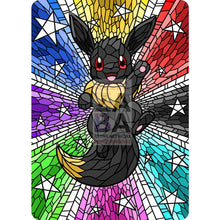 Eevee V Stained-Glass (Textless) Custom Pokemon Card Umbreon Colored / Silver Foil