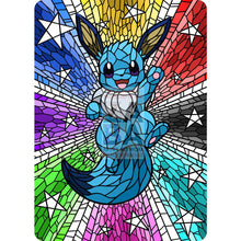 Eevee V Stained-Glass (Textless) Custom Pokemon Card Vaporeon Colored / Silver Foil