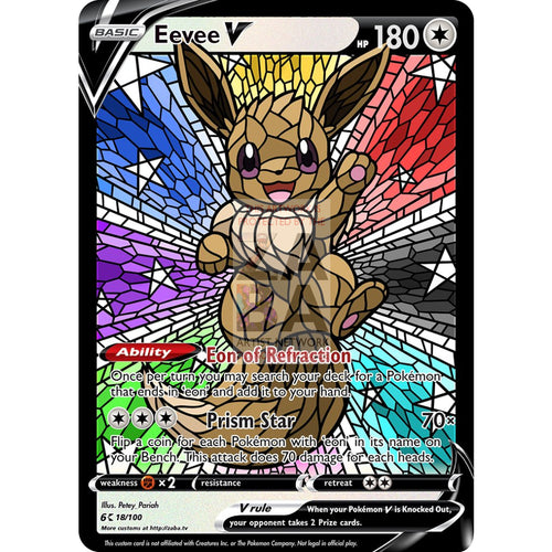 Eevee V Stained-Glass (With Text) Custom Pokemon Card