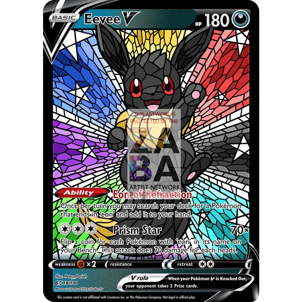 Eevee V Stained-Glass (With Text) Custom Pokemon Card - ZabaTV