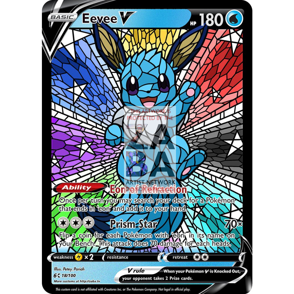 Eevee V Stained-Glass (With Text) Custom Pokemon Card - ZabaTV