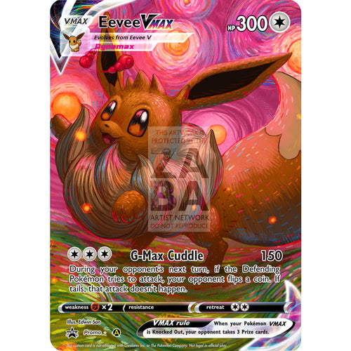 Eevee Vmax Custom Pokemon Card With Text / Silver Foil