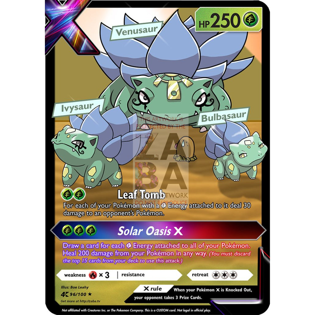 Egyptian Bulbasaur, Ivysaur & Venusaur X Custom Tag Team Pokemon Card - ZabaTV
