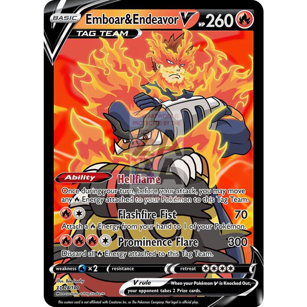 Emboar & Endeavor V Custom My Hero Academia X Pokemon Card Silver Foil