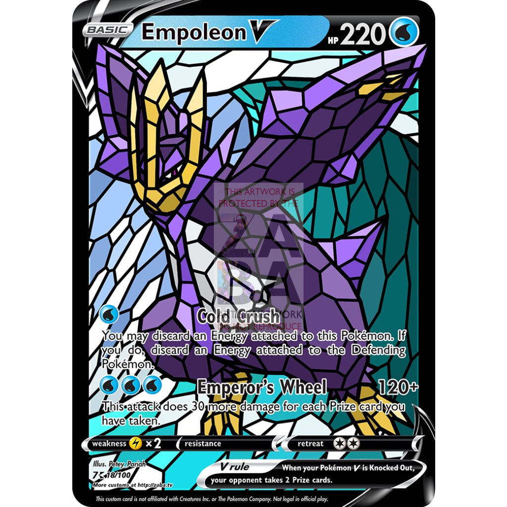 Empoleon V Stained-Glass Custom Pokemon Card Purple Rain / Silver Foil