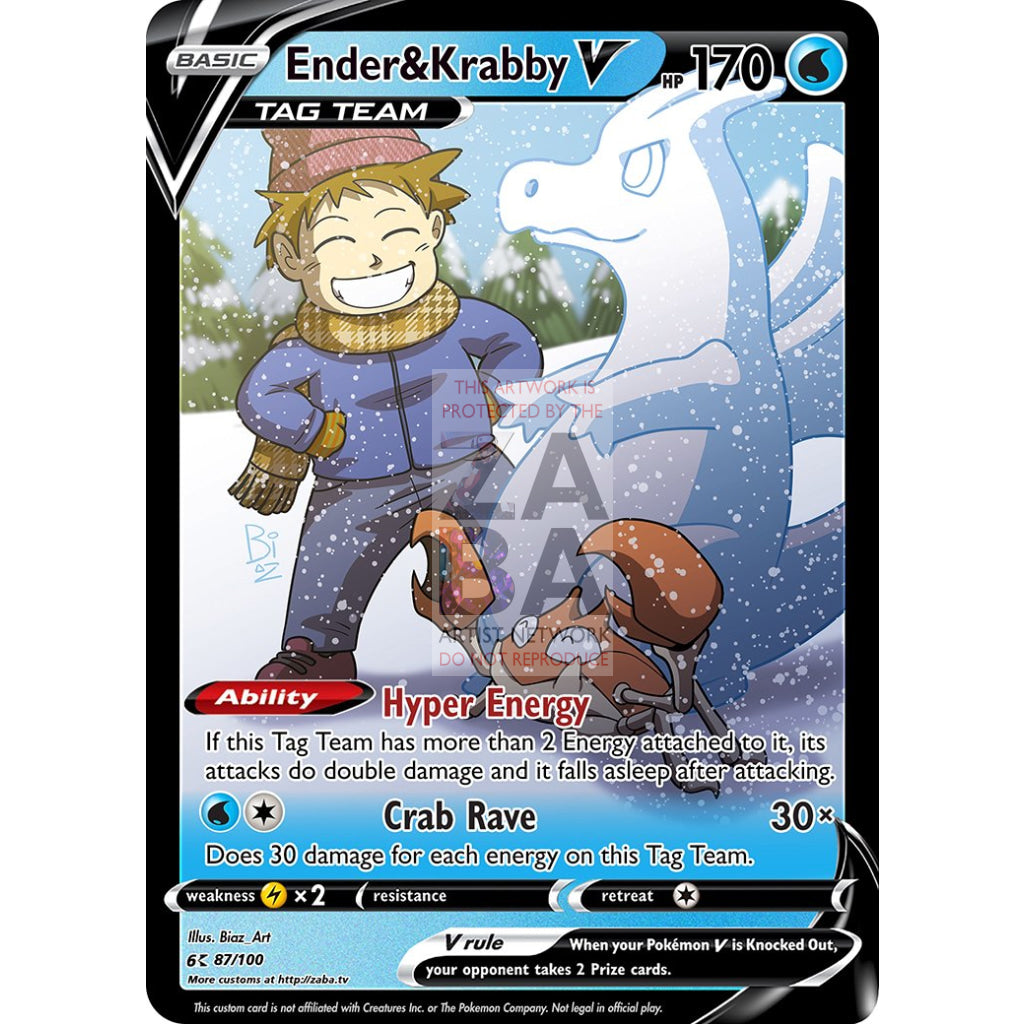 Ender & Krabby V Custom Pokemon Card - ZabaTV