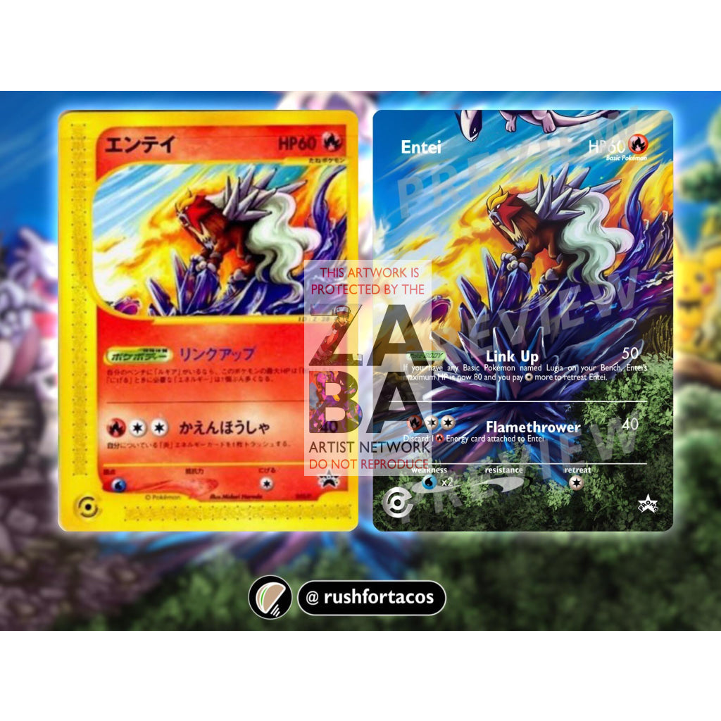 Entei Japanese Happy Adventure Rally 2002 Promo 43 Extended Art Custom Pokemon Card - ZabaTV