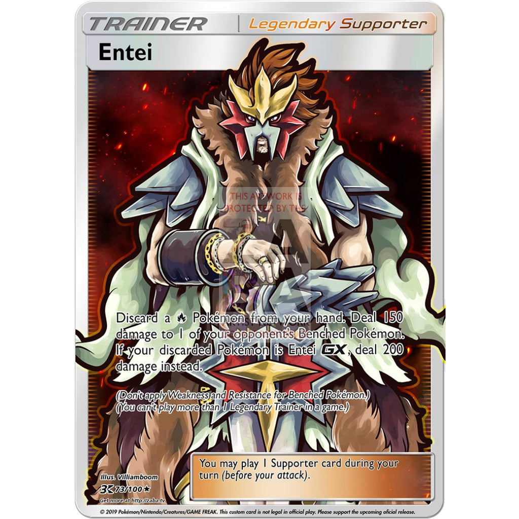 Entei (Legendary Trainer) Custom Pokemon Card Silver Holographic