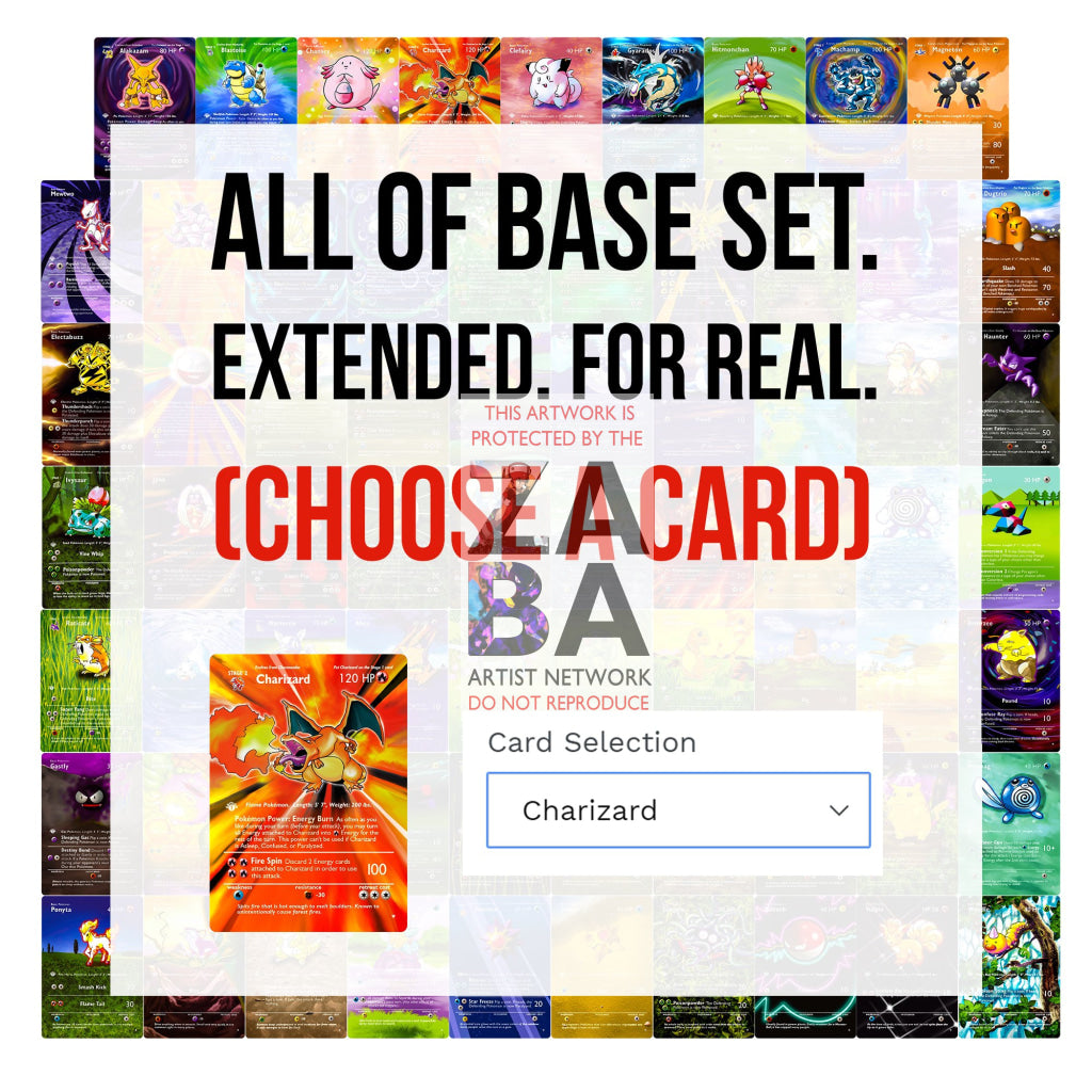 ENTIRE BASE SET Extended Art! (Choose a Single) Custom Pokemon Cards - ZabaTV