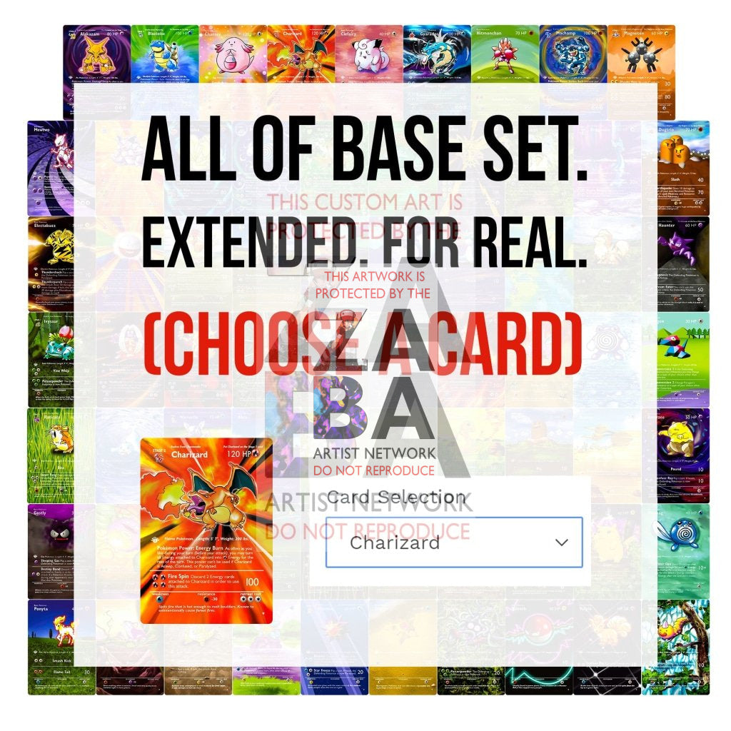 ENTIRE BASE SET Extended Art! UV Selective Holographic (Choose a Single) Custom Pokemon Cards - ZabaTV