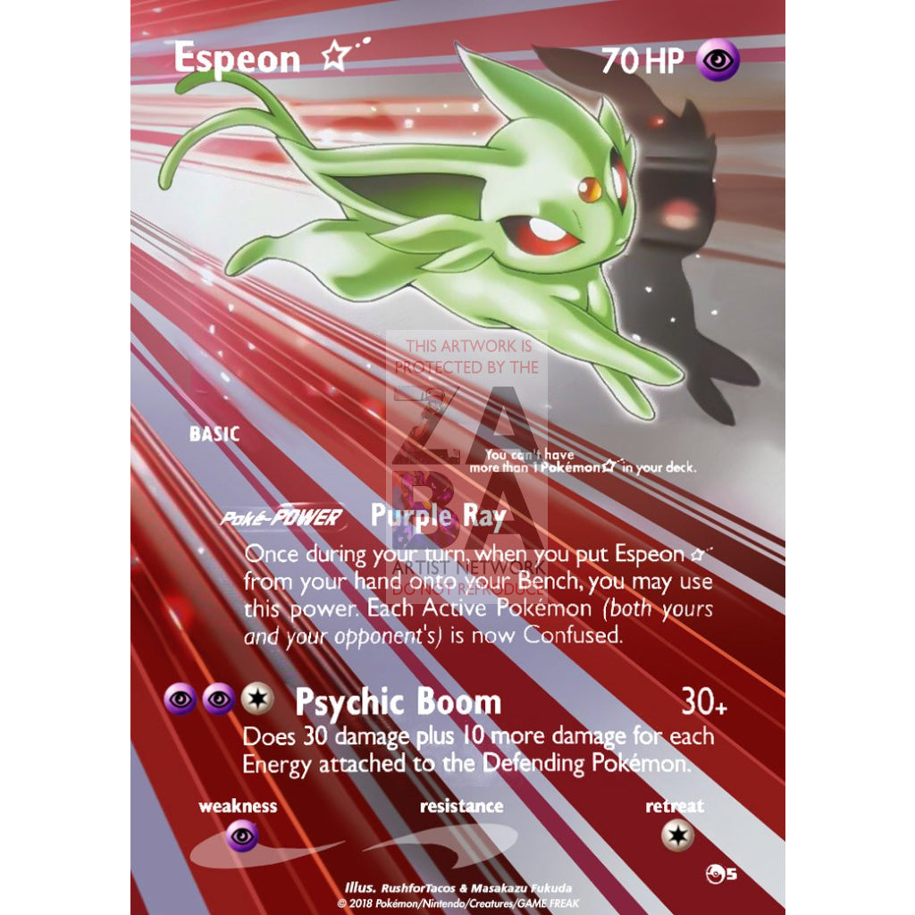 Espeon Gold Star 16/17 POP 5 Extended Art Custom Pokemon Card - ZabaTV