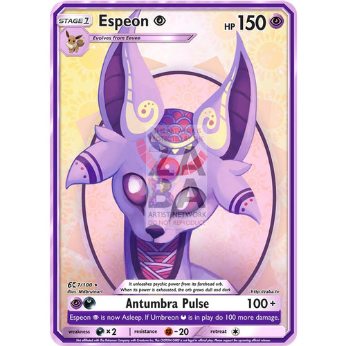 Espeon Tribal Art Custom Pokemon Card Text / Silver Foil